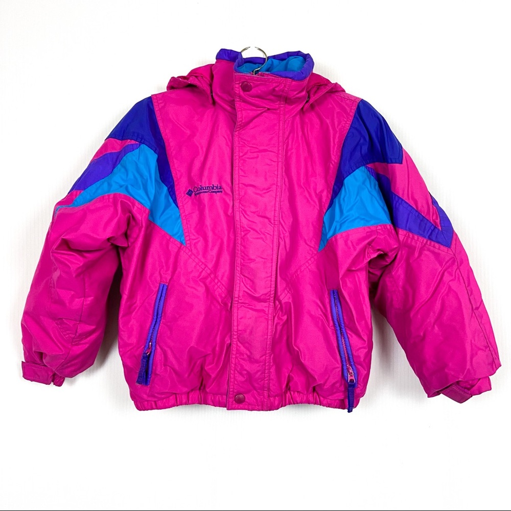 Columbia Girls Hooded Coat Parka Pink Blue Size 10/12 - Picture 10 of 10